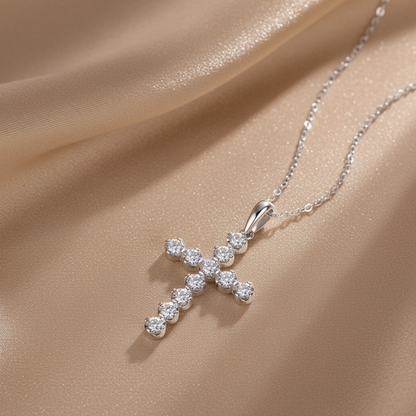 Moissanite Diamond Cross Necklace | S925 Sterling Silver