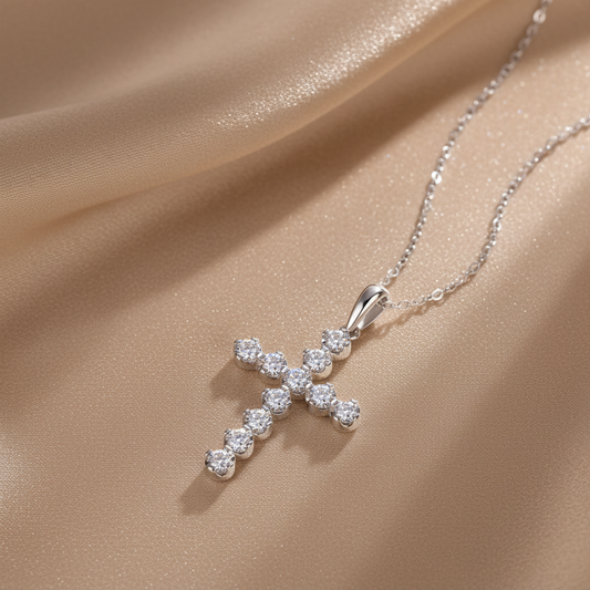 Moissanite Diamond Cross Necklace | S925 Sterling Silver
