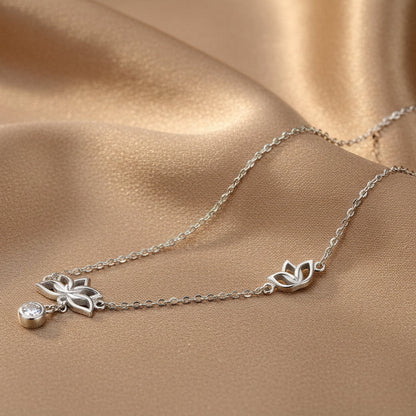 Lotus Clavicle Chain Necklace | S925 Sterling Silver