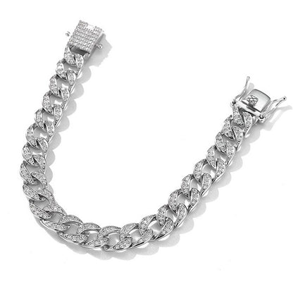 Cuban Link Chain Bracelet | S925 Sterling Silver Moissanite