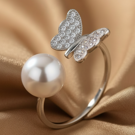 Butterfly Pearl Duality Ring | S925 Sterling Silver