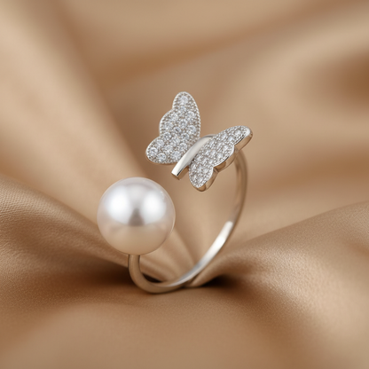 Butterfly Pearl Duality Ring | S925 Sterling Silver