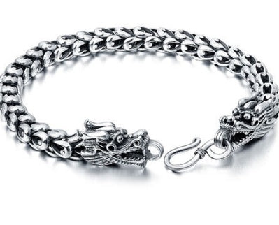 Duality Dragon Head Bracelet | S925 Sterling Silver