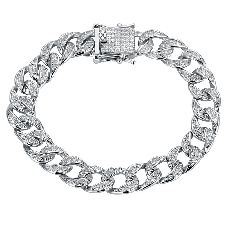 Cuban Link Chain Bracelet | S925 Sterling Silver Moissanite