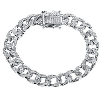 Cuban Link Chain Bracelet | S925 Sterling Silver Moissanite