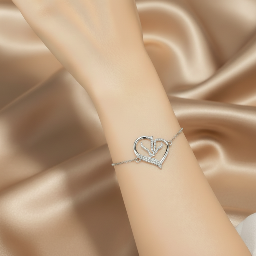 Heart Bracelet | S925 Sterling Silver White Gold