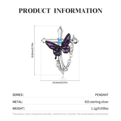 Cross Butterfly Pendant Necklace | S925 Sterling Silver