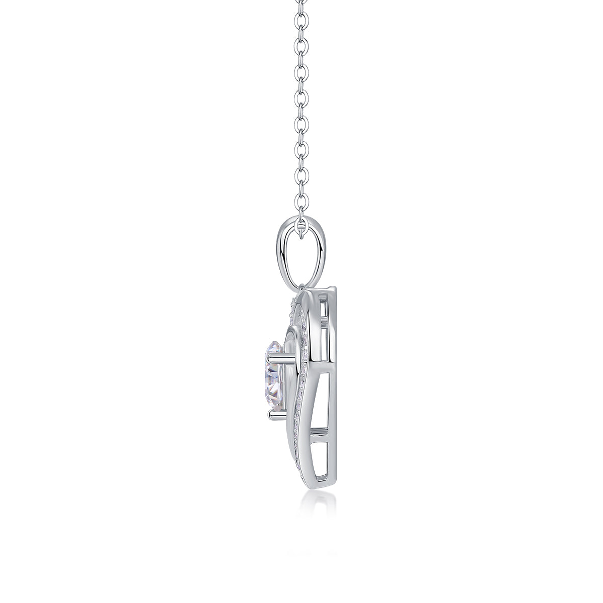 Collier Pendentif Moissanite Télépathie | Argent S925 Plaqué Platine