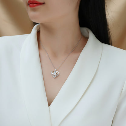 Collier Pendentif Moissanite Télépathie | Argent S925 Plaqué Platine