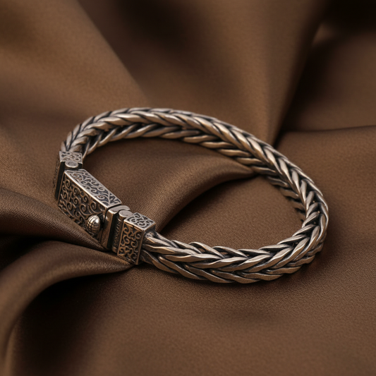 Braided Rattan Bracelet | S925 Sterling Silver