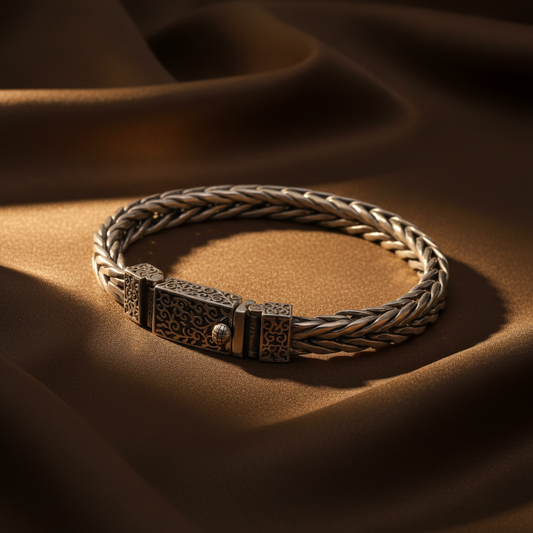 Braided Rattan Bracelet | S925 Sterling Silver