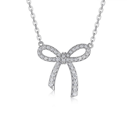 Moissanite Bow Pendant Necklace II | S925 Sterling Silver