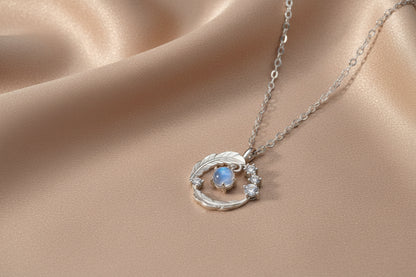 Feather Moonstone Necklace | S925 Sterling Silver