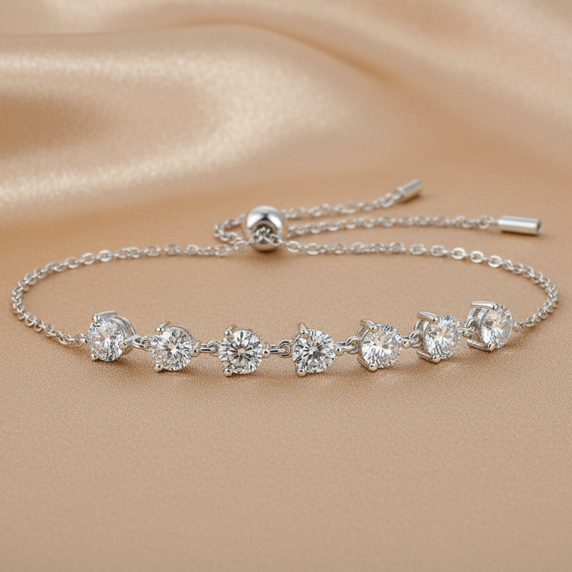 Ensemble de bracelets en moissanite Dreamy Beauty | Argent S925 plaqué platine