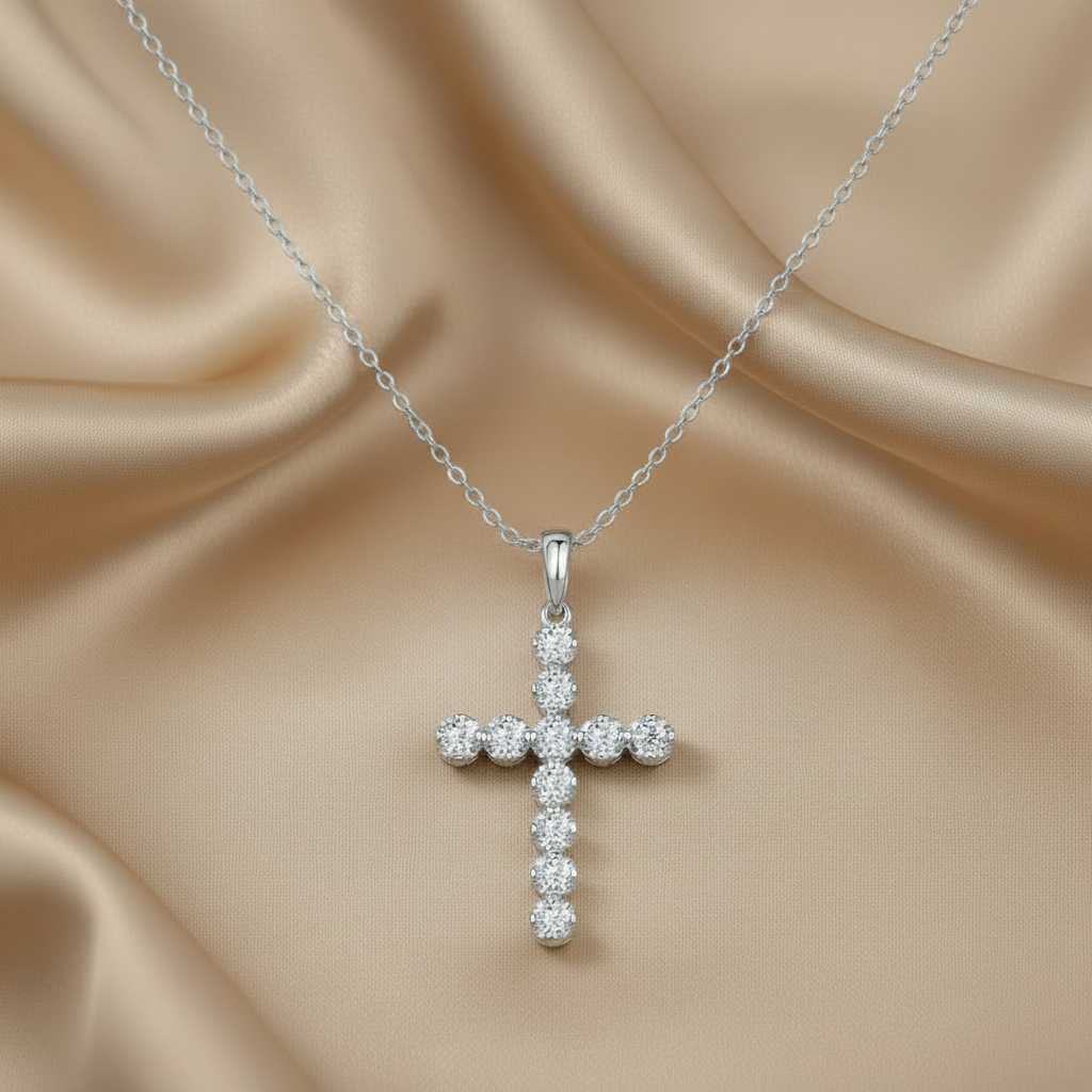 Moissanite Diamond Cross Necklace | S925 Sterling Silver