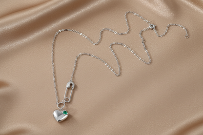 Emerald Heart Pendant Necklace | S925 Sterling Silver