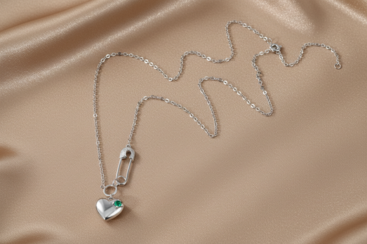 Emerald Heart Pendant Necklace | S925 Sterling Silver