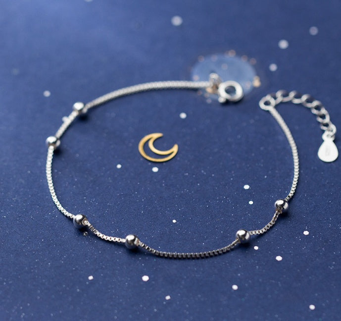 Minimalist Silver Beed Bracelet | S925 Sterling Silver