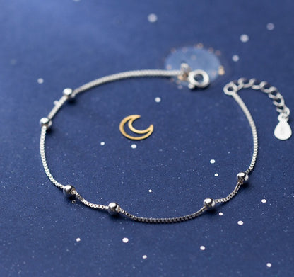 Minimalist Silver Beed Bracelet | S925 Sterling Silver