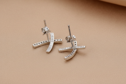 Zircon Stud Earrings | S925 Sterling Silver Platinum