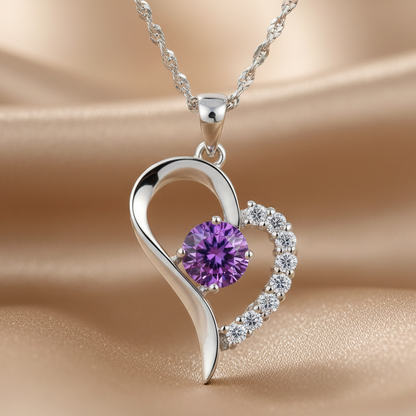 Collier Clavicule Pierre Précieuse Violette | Argent Sterling S925 Minimaliste