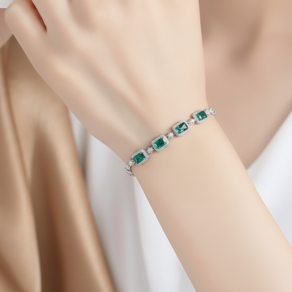 Bracelet en émeraude | Argent sterling S925