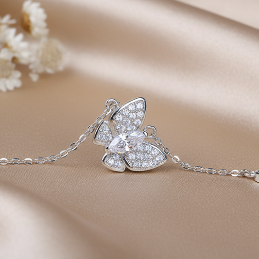 Zircon Butterfly Adjustable Bracelet | S925 Sterling Silver