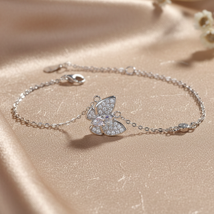 Zircon Butterfly Adjustable Bracelet | S925 Sterling Silver