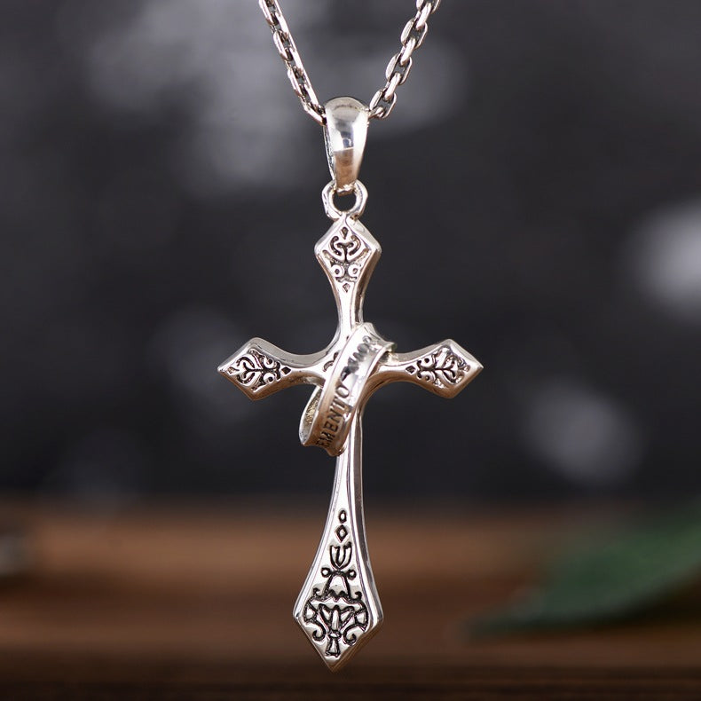Pendentif Croix de Jésus | Argent sterling S925 pour hommes, design rétro