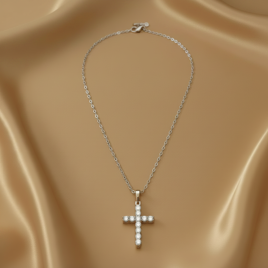Faith Moissanite Cross Pendant Necklace | S925 Sterling Silver