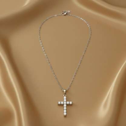 Faith Moissanite Cross Pendant Necklace | S925 Sterling Silver
