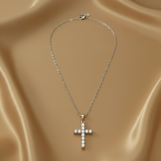 Faith Moissanite Cross Pendant Necklace | S925 Sterling Silver