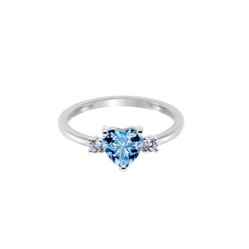 Blue Topaz Heart Cut Ring | S925 Sterling Silver