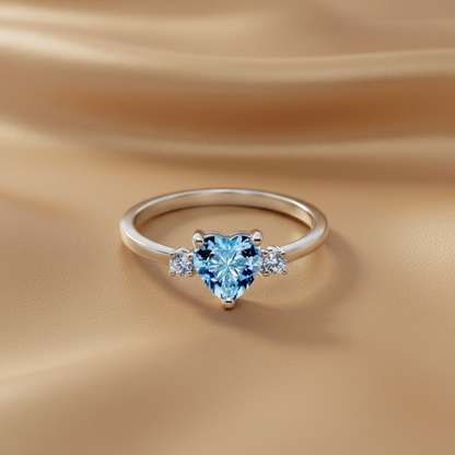Blue Topaz Heart Cut Ring | S925 Sterling Silver