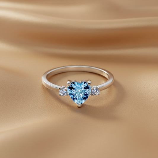 Blue Topaz Heart Cut Ring | S925 Sterling Silver