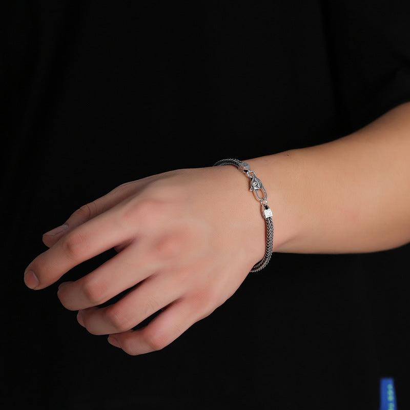 Bracelet Punk Diamant | Argent Sterling S925 Style Hip-Hop Homme