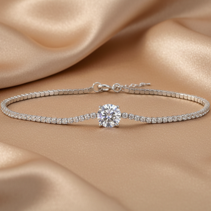Bracelet Moissanite Rosée de l'Aube | Argent 925 Plaqué Platine