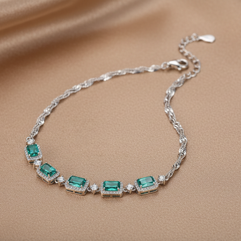 Bracelet en émeraude | Argent sterling S925