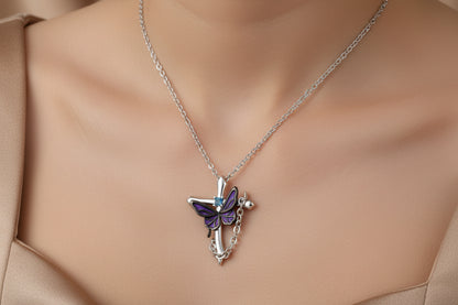 Cross Butterfly Pendant Necklace | S925 Sterling Silver
