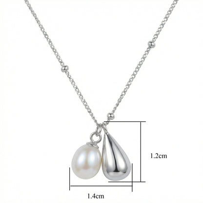 Elegant Pearl & Teardrop Pendant Necklace | S925 Sterling Silver