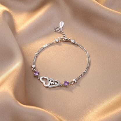 Zircon Dual Heart Bracelet | S925 Sterling Silver