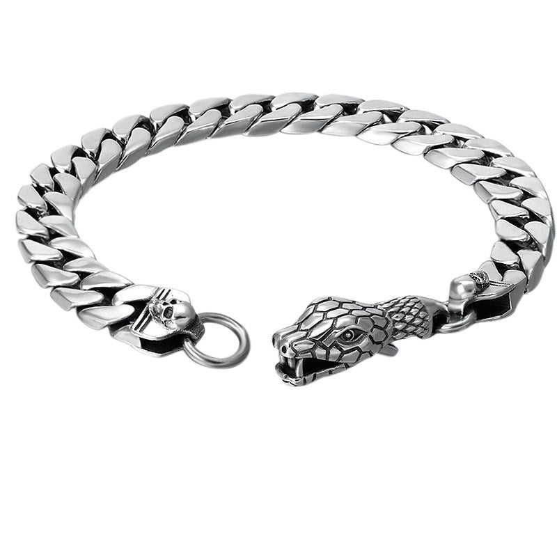 Snake Head Clasp Chain Bracelet | S925 Sterling Silver