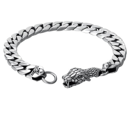 Snake Head Clasp Chain Bracelet | S925 Sterling Silver
