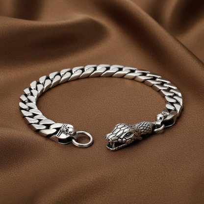 Snake Head Clasp Chain Bracelet | S925 Sterling Silver