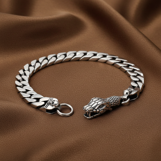 Snake Head Clasp Chain Bracelet | S925 Sterling Silver