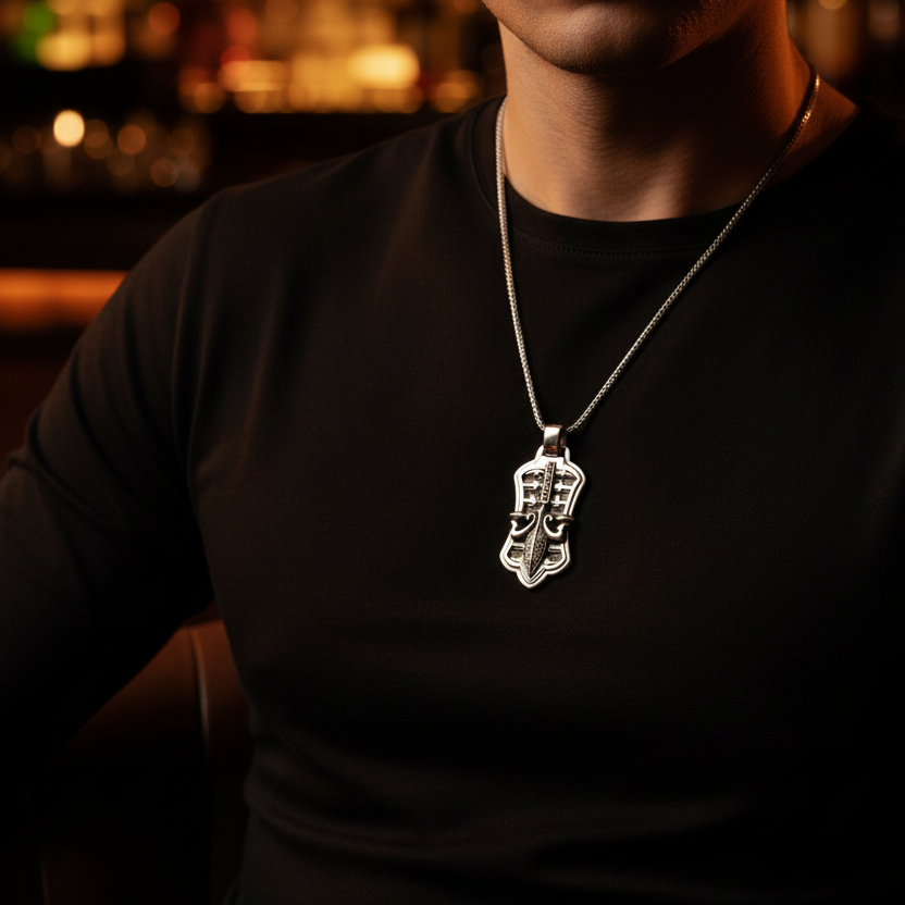 Boat Anchor Tag Pendant Necklace | S925 Sterling Silver