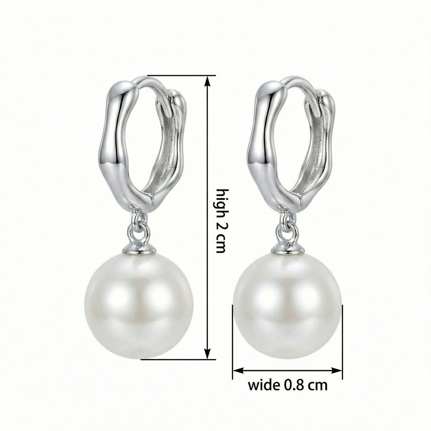 Pearl Drop Hoop Earrings | S925 Sterling Silver Pearl Drop