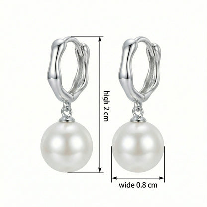Pearl Drop Hoop Earrings | S925 Sterling Silver Pearl Drop