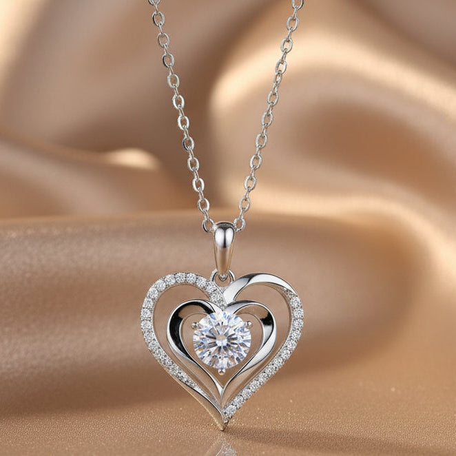 Collier Pendentif Moissanite Télépathie | Argent S925 Plaqué Platine