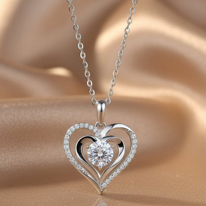 Collier Pendentif Moissanite Télépathie | Argent S925 Plaqué Platine
